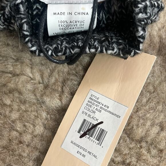 Rebecca Minkoff Winter Beanie and Arm Warmer Set Black Knit One Size - Picture 4 of 5